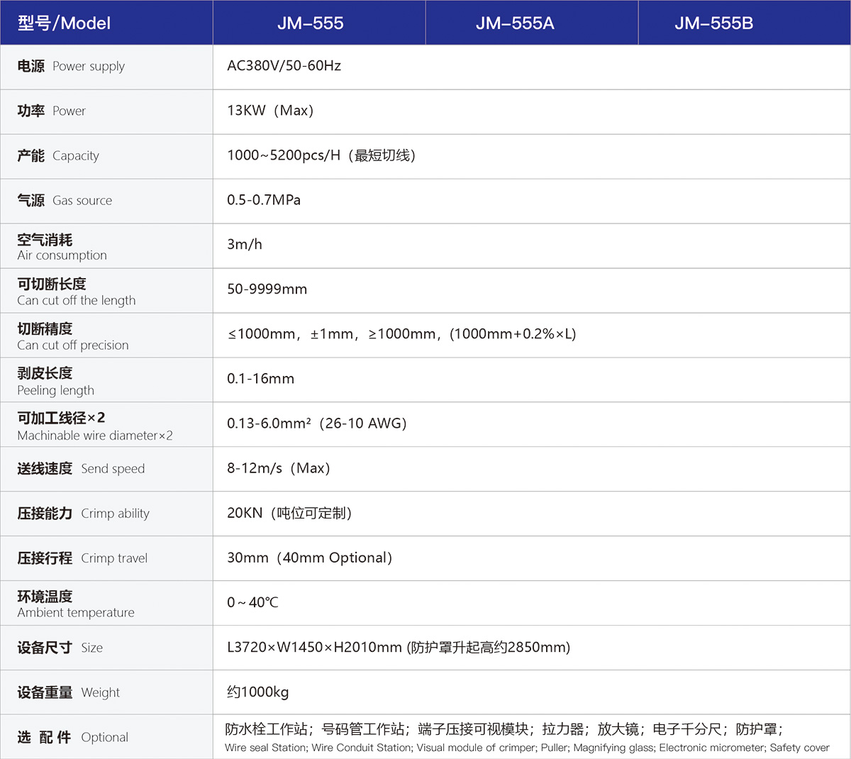 新能源汽車線束處理設(shè)備端子機(jī)技術(shù)參數(shù)